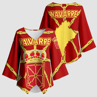Navarre Flag Kimono Sleeve Blouse Autonomous Community of Spain - Wonder Print Shop