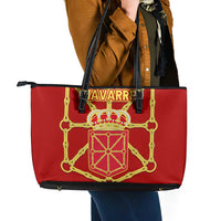 Navarre Flag Leather Tote Bag Autonomous Community of Spain - Wonder Print Shop