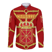 Navarre Flag Long Sleeve Button Shirt Autonomous Community of Spain - Wonder Print Shop