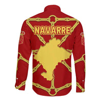 Navarre Flag Long Sleeve Button Shirt Autonomous Community of Spain - Wonder Print Shop