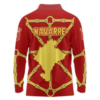 Navarre Flag Long Sleeve Polo Shirt Autonomous Community of Spain - Wonder Print Shop