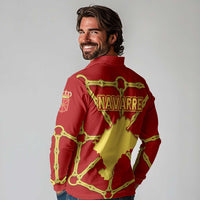 Navarre Flag Long Sleeve Polo Shirt Autonomous Community of Spain - Wonder Print Shop