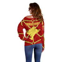 Navarre Flag Off Shoulder Sweater Autonomous Community of Spain - Wonder Print Shop