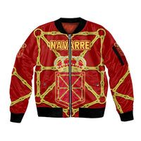 Navarre Flag Sleeve Zip Bomber Jacket Autonomous Community of Spain - Wonder Print Shop