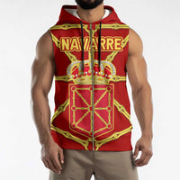 Navarre Flag Sleeveless Zip Hoodie Autonomous Community of Spain - Wonder Print Shop