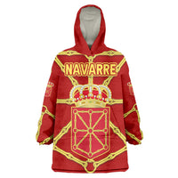 Navarre Flag Wearable Blanket Hoodie Autonomous Community of Spain - Wonder Print Shop