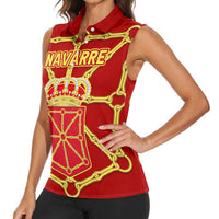 Navarre Flag Women Sleeveless Polo Shirt Autonomous Community of Spain - Wonder Print Shop