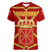 Navarre Flag Women V-Neck T-Shirt Autonomous Community of Spain - Wonder Print Shop