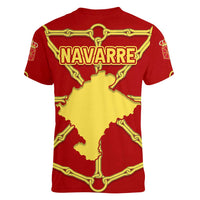 Navarre Flag Women V-Neck T-Shirt Autonomous Community of Spain - Wonder Print Shop