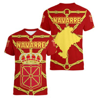 Navarre Flag Women V-Neck T-Shirt Autonomous Community of Spain - Wonder Print Shop