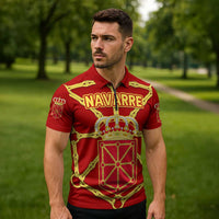 Navarre Flag Zipper Polo Shirt Autonomous Community of Spain - Wonder Print Shop