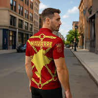 Navarre Flag Zipper Polo Shirt Autonomous Community of Spain - Wonder Print Shop