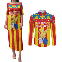 Valencian Community Flag Couples Matching Puletasi and Long Sleeve Button Shirt Autonomous Community of Spain - Wonder Print Shop
