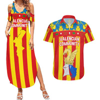 Valencian Community Flag Couples Matching Summer Maxi Dress and Hawaiian Shirt Autonomous Community of Spain - Wonder Print Shop