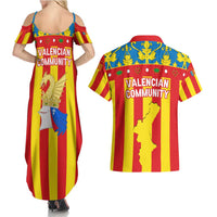 Valencian Community Flag Couples Matching Summer Maxi Dress and Hawaiian Shirt Autonomous Community of Spain - Wonder Print Shop