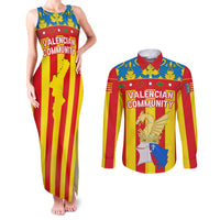 Valencian Community Flag Couples Matching Tank Maxi Dress and Long Sleeve Button Shirt Autonomous Community of Spain - Wonder Print Shop