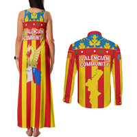 Valencian Community Flag Couples Matching Tank Maxi Dress and Long Sleeve Button Shirt Autonomous Community of Spain - Wonder Print Shop