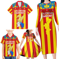 Valencian Community Flag Family Matching Long Sleeve Bodycon Dress and Hawaiian Shirt Autonomous Community of Spain - Wonder Print Shop