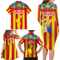 Valencian Community Flag Family Matching Long Sleeve Bodycon Dress and Hawaiian Shirt Autonomous Community of Spain - Wonder Print Shop