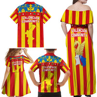 Valencian Community Flag Family Matching Off Shoulder Maxi Dress and Hawaiian Shirt Autonomous Community of Spain - Wonder Print Shop