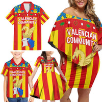 Valencian Community Flag Family Matching Off Shoulder Short Dress and Hawaiian Shirt Autonomous Community of Spain - Wonder Print Shop