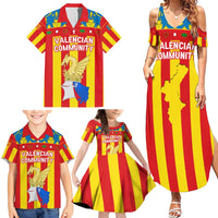 Valencian Community Flag Family Matching Summer Maxi Dress and Hawaiian Shirt Autonomous Community of Spain - Wonder Print Shop