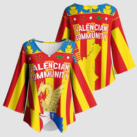 Valencian Community Flag Kimono Sleeve Blouse Autonomous Community of Spain - Wonder Print Shop