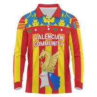 Valencian Community Flag Long Sleeve Polo Shirt Autonomous Community of Spain - Wonder Print Shop