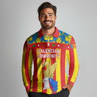 Valencian Community Flag Long Sleeve Polo Shirt Autonomous Community of Spain - Wonder Print Shop