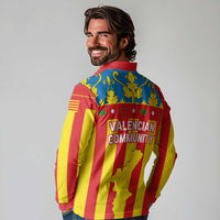 Valencian Community Flag Long Sleeve Polo Shirt Autonomous Community of Spain - Wonder Print Shop