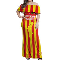 Valencian Community Flag Off Shoulder Maxi Dress Autonomous Community of Spain - Wonder Print Shop