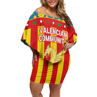 Valencian Community Flag Off Shoulder Short Dress Autonomous Community of Spain - Wonder Print Shop