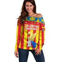Valencian Community Flag Off Shoulder Sweater Autonomous Community of Spain - Wonder Print Shop
