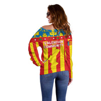 Valencian Community Flag Off Shoulder Sweater Autonomous Community of Spain - Wonder Print Shop