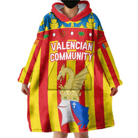 Valencian Community Flag Wearable Blanket Hoodie Autonomous Community of Spain - Wonder Print Shop