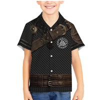 Viking Armor Family Matching Mermaid Dress and Hawaiian Shirt Vegvisir With Silver Chain Link - Wonder Print Shop