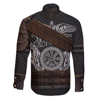 Viking Armor Family Matching Off Shoulder Long Sleeve Dress and Hawaiian Shirt Vegvisir With Silver Chain Link - Wonder Print Shop