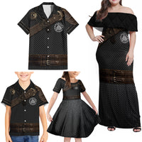 Viking Armor Family Matching Off Shoulder Maxi Dress and Hawaiian Shirt Vegvisir With Silver Chain Link - Wonder Print Shop