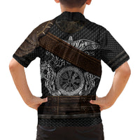 Viking Armor Family Matching Puletasi Dress and Hawaiian Shirt Vegvisir With Silver Chain Link - Wonder Print Shop