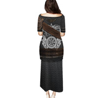 Viking Armor Family Matching Puletasi Dress and Hawaiian Shirt Vegvisir With Silver Chain Link - Wonder Print Shop