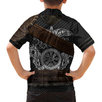Viking Armor Family Matching Summer Maxi Dress and Hawaiian Shirt Vegvisir With Silver Chain Link - Wonder Print Shop