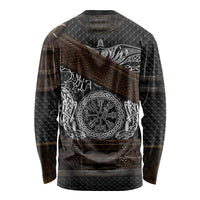 Viking Armor Long Sleeve Shirt Vegvisir With Silver Chain Link - Wonder Print Shop