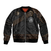 Viking Armor Sleeve Zip Bomber Jacket Vegvisir With Silver Chain Link - Wonder Print Shop