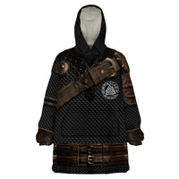 Viking Armor Wearable Blanket Hoodie Vegvisir With Silver Chain Link - Wonder Print Shop