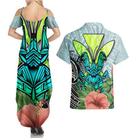Polynesian Hawaii Couples Matching Summer Maxi Dress and Hawaiian Shirt Kanaka with Crab Tribal tattoo - Wonder Print Shop
