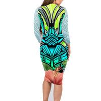 Polynesian Hawaii Family Matching Long Sleeve Bodycon Dress and Hawaiian Shirt Kanaka with Crab Tribal tattoo - Wonder Print Shop