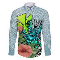 Polynesian Hawaii Family Matching Off Shoulder Long Sleeve Dress and Hawaiian Shirt Kanaka with Crab Tribal tattoo - Wonder Print Shop