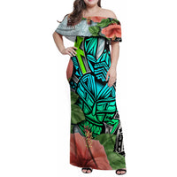 Polynesian Hawaii Family Matching Off Shoulder Maxi Dress and Hawaiian Shirt Kanaka with Crab Tribal tattoo - Wonder Print Shop