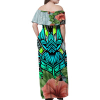 Polynesian Hawaii Family Matching Off Shoulder Maxi Dress and Hawaiian Shirt Kanaka with Crab Tribal tattoo - Wonder Print Shop