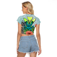 Polynesian Hawaii Raglan Cropped T Shirt Kanaka with Crab Tribal tattoo - Wonder Print Shop